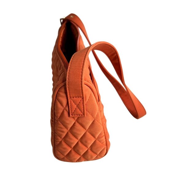Vera Bradley Quilted Shoulder Bag In Orange With Gold Monogram & Zipper Closure - Picture 10 of 16
